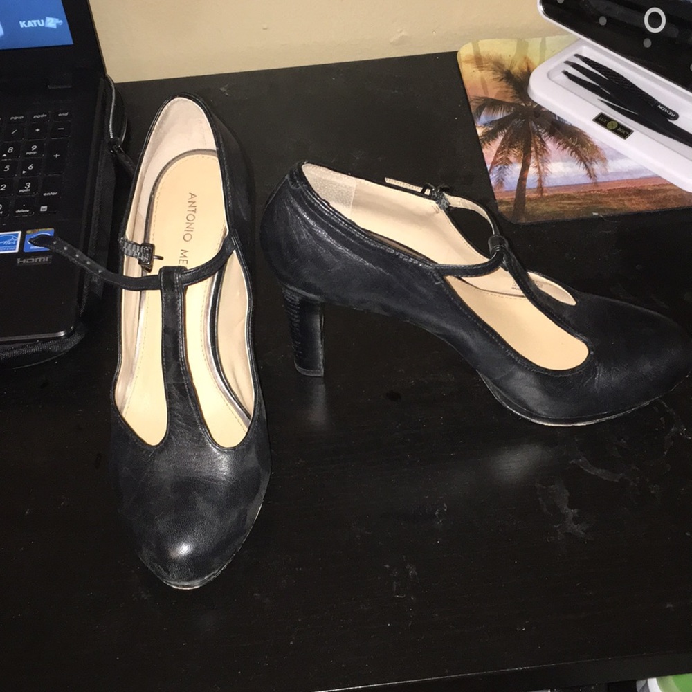 Black strap heels